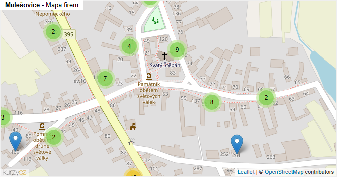 Malešovice - mapa firem