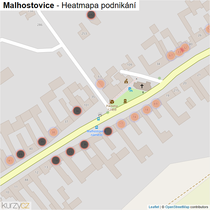 Mapa Malhostovice - Firmy v obci.