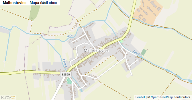 Malhostovice - mapa části obce