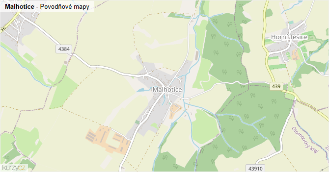 Malhotice - záplavové mapy stoleté vody