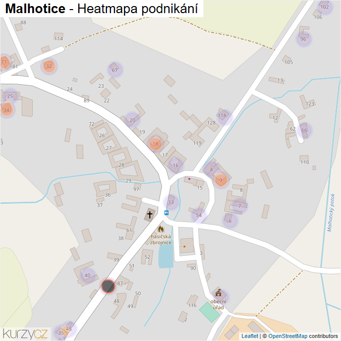 Mapa Malhotice - Firmy v části obce.