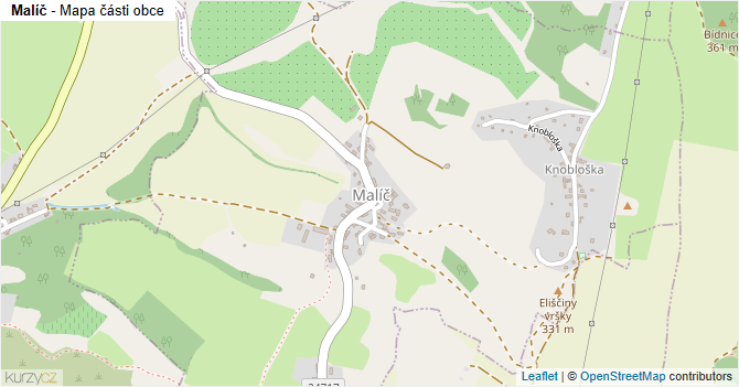 Malíč - mapa části obce