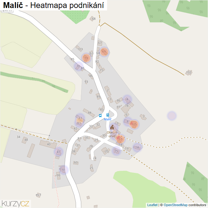 Mapa Malíč - Firmy v části obce.