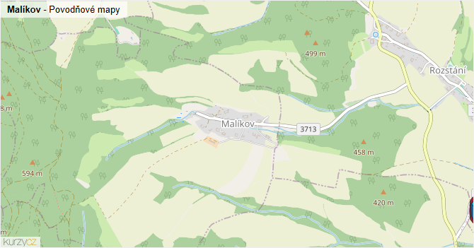 Malíkov - záplavové mapy stoleté vody