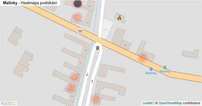 Malínky - mapa podnikání