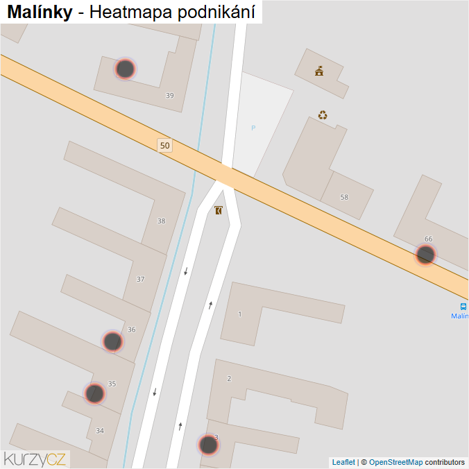 Mapa Malínky - Firmy v obci.