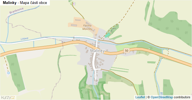 Malínky - mapa části obce