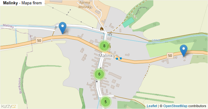 Malínky - mapa firem