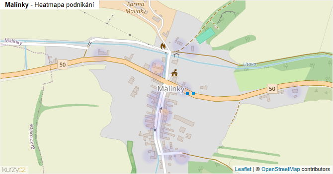 Malínky - mapa podnikání