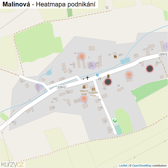Mapa Malinová - Firmy v části obce.