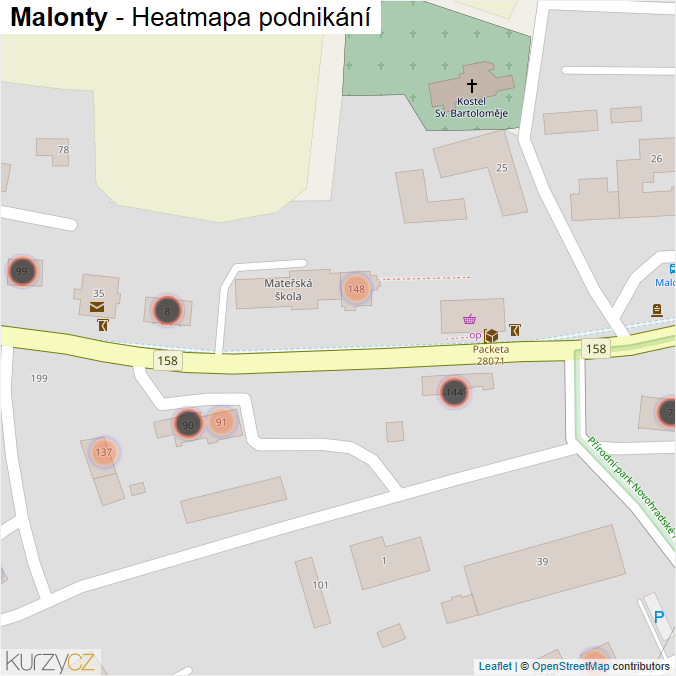 Mapa Malonty - Firmy v obci.