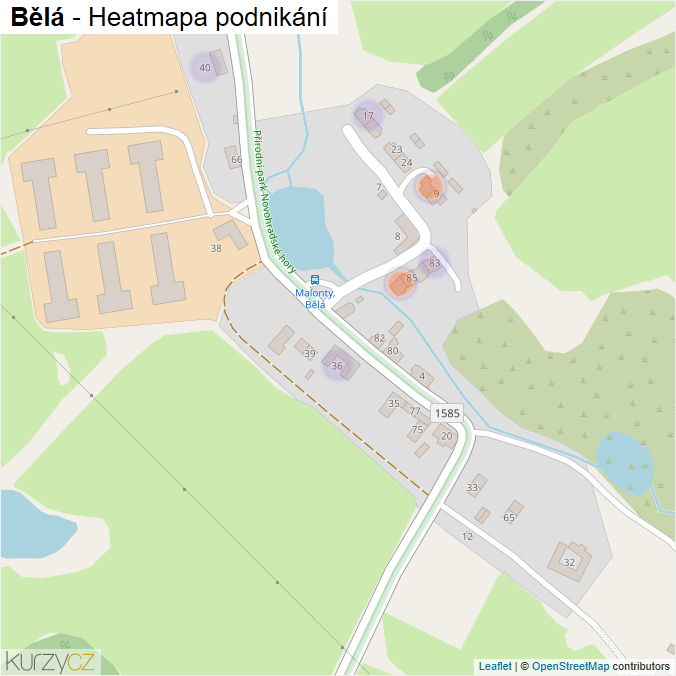 Mapa Bělá - Firmy v části obce.