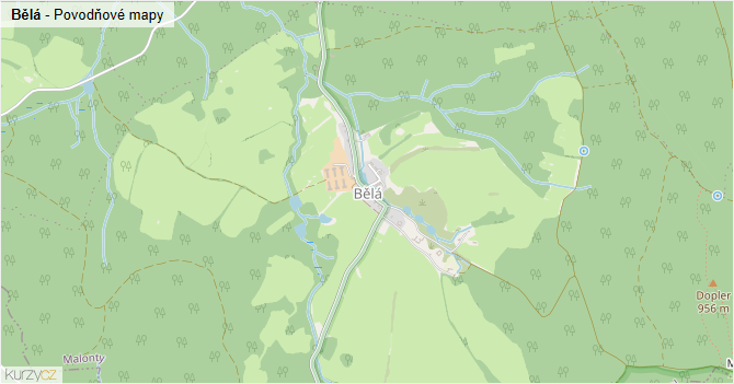 Bělá - záplavové mapy stoleté vody