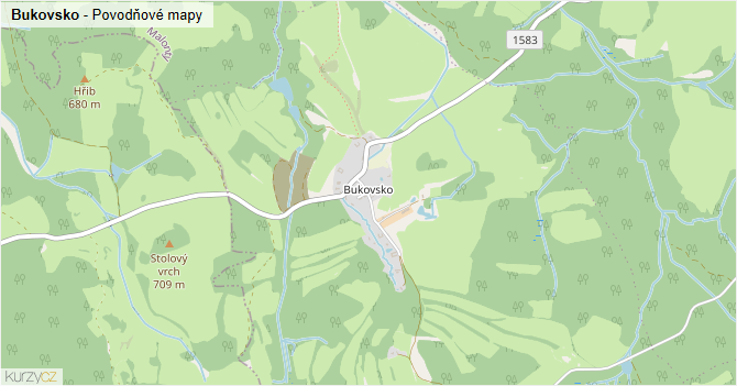 Bukovsko - záplavové mapy stoleté vody