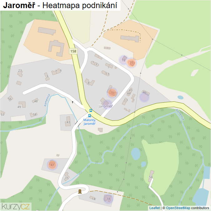 Mapa Jaroměř - Firmy v části obce.