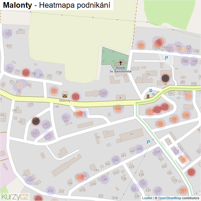 Mapa Malonty - Firmy v části obce.