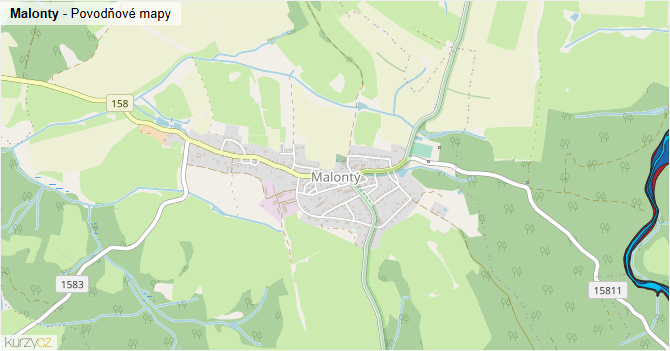 Malonty - záplavové mapy stoleté vody