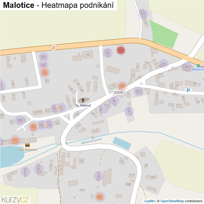 Mapa Malotice - Firmy v části obce.