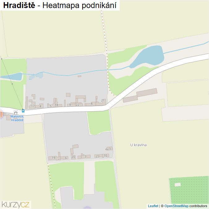 Mapa Hradiště - Firmy v části obce.