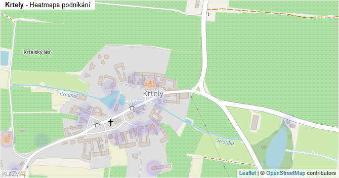 Krtely - mapa podnikání