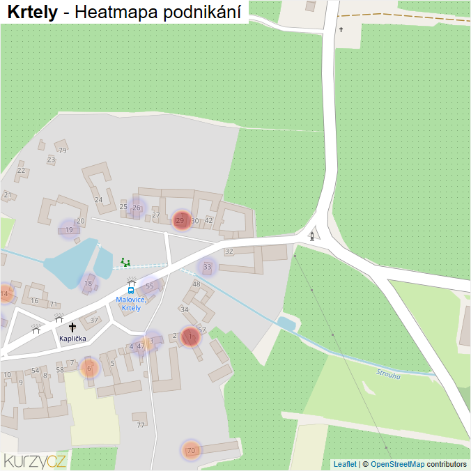 Mapa Krtely - Firmy v části obce.