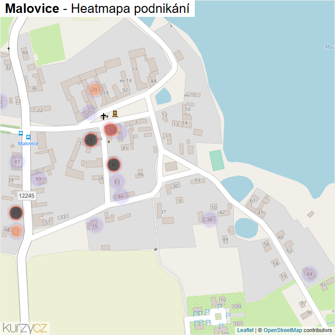 Mapa Malovice - Firmy v části obce.