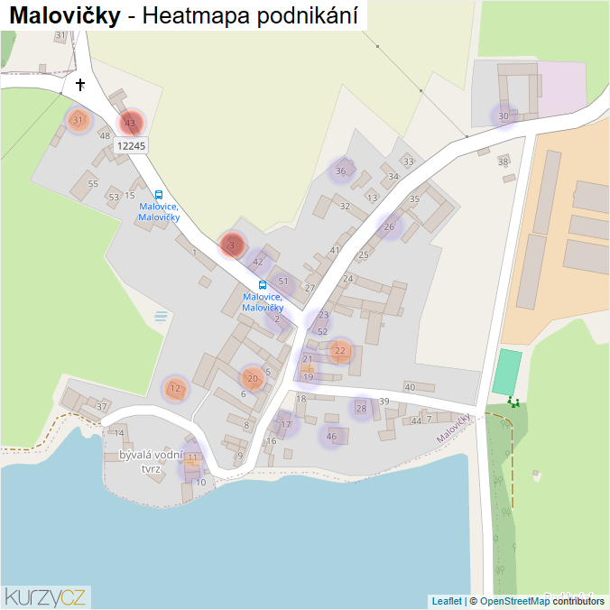Mapa Malovičky - Firmy v části obce.