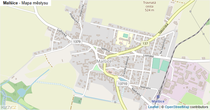 Malšice - mapa městysu