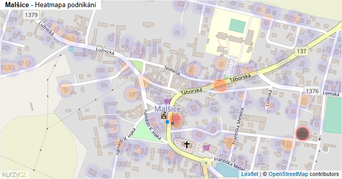 Malšice - mapa podnikání