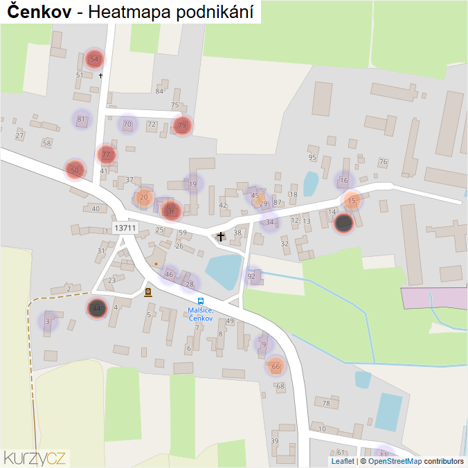 Mapa Čenkov - Firmy v části obce.