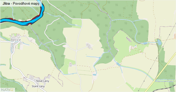 Jitra - záplavové mapy stoleté vody