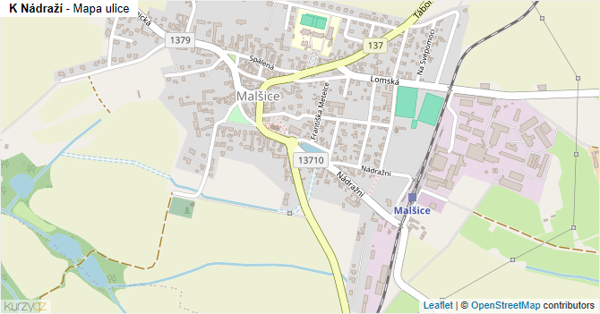 K Nádraží - mapa ulice
