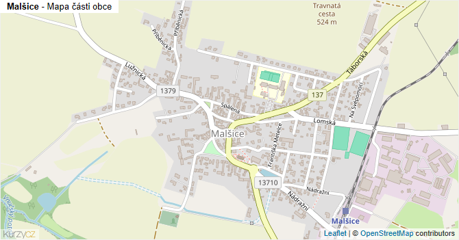 Malšice - mapa části obce