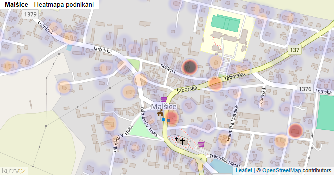Malšice - mapa podnikání