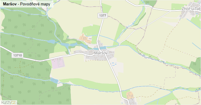 Maršov - záplavové mapy stoleté vody