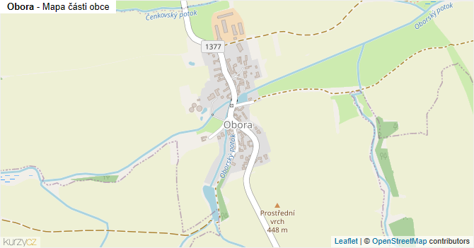 Obora - mapa části obce