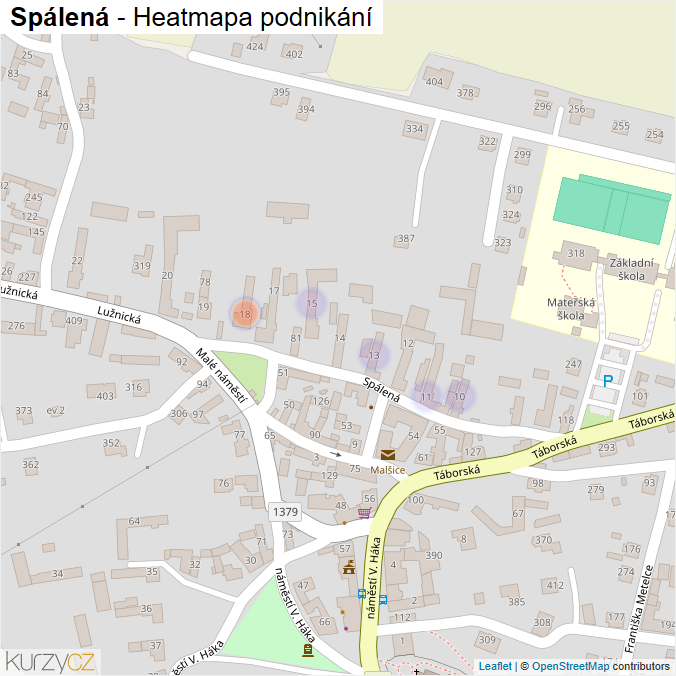 Mapa Spálená - Firmy v ulici.