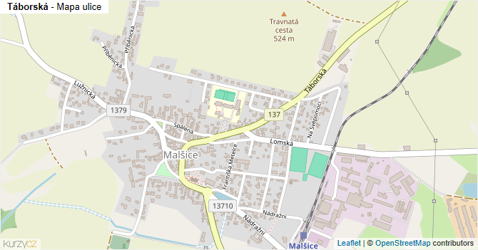 Táborská - mapa ulice