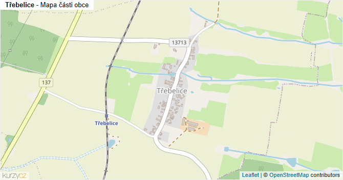 Třebelice - mapa části obce
