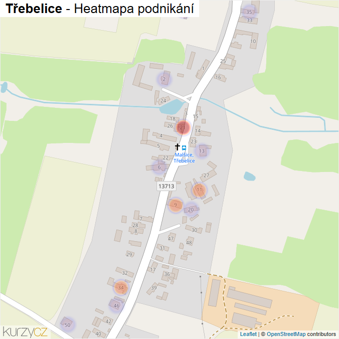 Mapa Třebelice - Firmy v části obce.