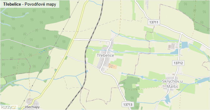 Třebelice - záplavové mapy stoleté vody