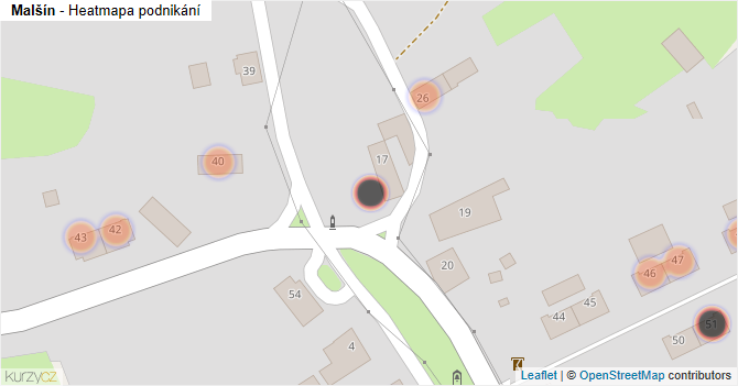 Malšín - mapa podnikání