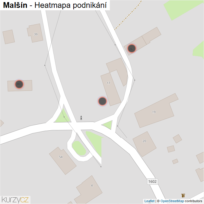Mapa Malšín - Firmy v obci.