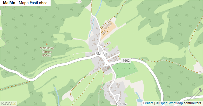 Malšín - mapa části obce
