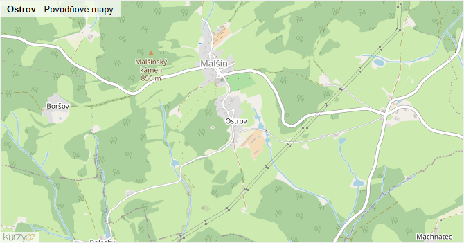 Ostrov - záplavové mapy stoleté vody