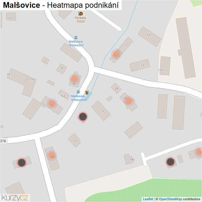 Mapa Malšovice - Firmy v obci.