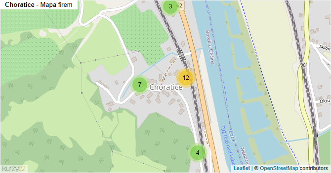Choratice - mapa firem