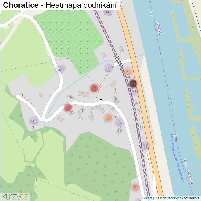 Mapa Choratice - Firmy v části obce.