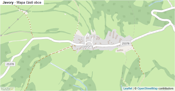 Javory - mapa části obce