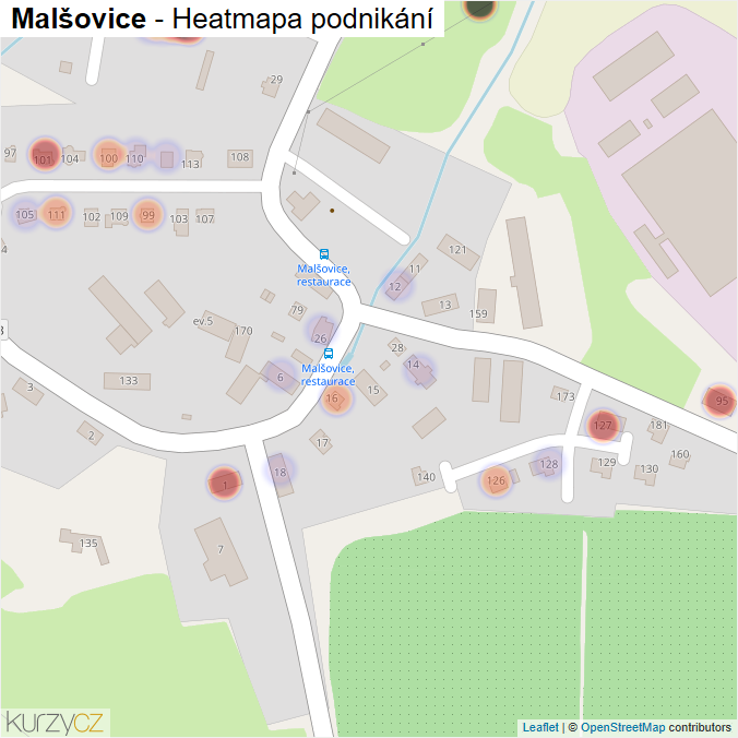 Mapa Malšovice - Firmy v části obce.